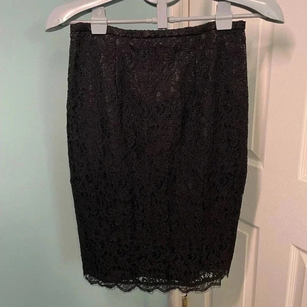 Adrianna Papell Women's Black Lace Back Zipper Formal Pencil Skirt Size 4 #177
